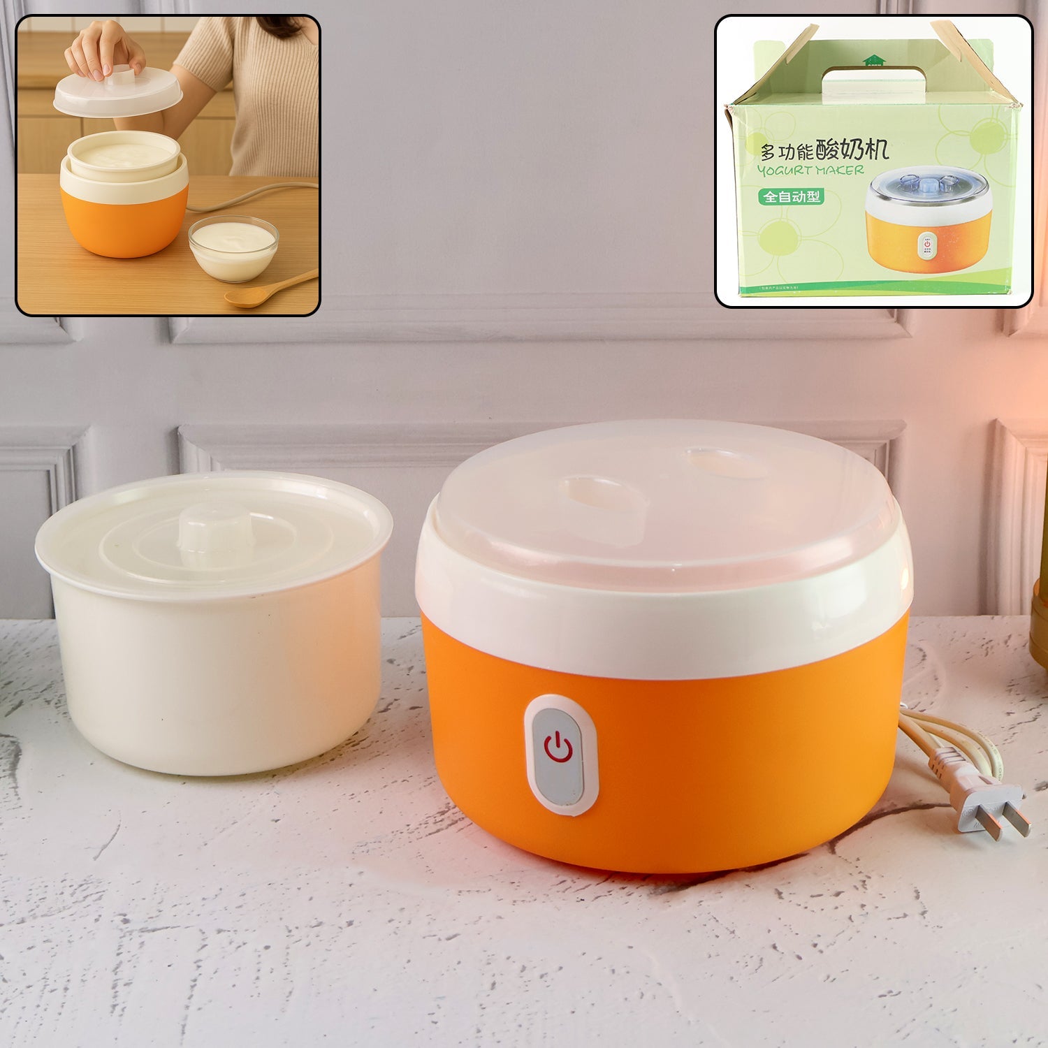 Orange ELECTRONIC YOGURT MAKER, AUTOMATIC YOGURT MAKER MACHINE 1L YOGHURT PLASTIC CONTAINER FOR HOME USE Orange ELECTRONIC YOGURT MAKER, AUTOMATIC YOGURT MAKER MACHINE 1L YOGHURT PLASTIC CONTAINER FOR HOME USE